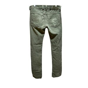 Diesel Safado Slim Straight Green Faded Wash Distressed Jeans